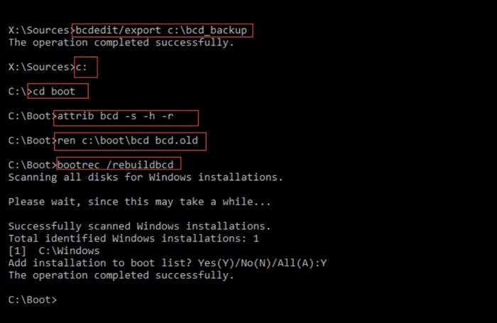 Herbouw BCD Store met Bcdedit.exe -2