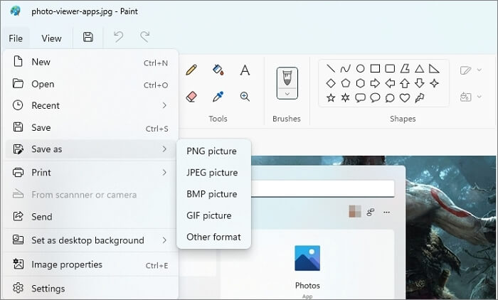 fotoformaat wijzigen