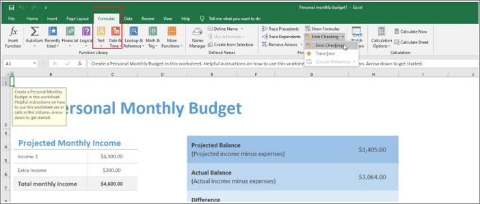 formules controleren in Excel