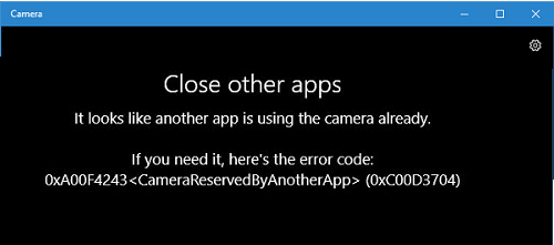 Sluit andere apps die de camera gebruiken