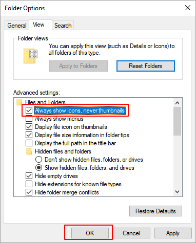 Schakel thumnail uit.