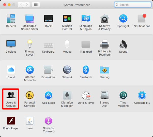 Instellingen voor gebruikers en groepen openen