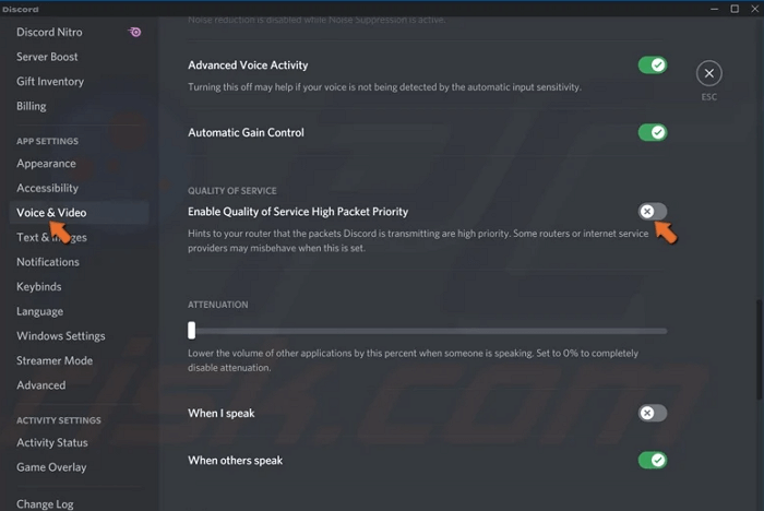 schakel QoS uit om RTC-verbinding te herstellen