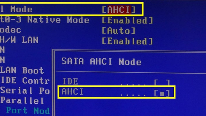 AHCI modus inschakelen in bios