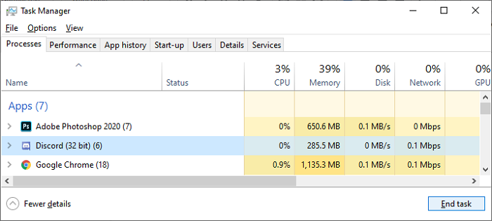 beëindig discord van taakbeheer om  op te lossen dat discord niet opent