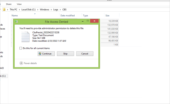 fix foutcode 0x800f0954 - Reinig de CBS-logboeken-1