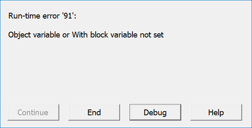 Word runtime-fout 91