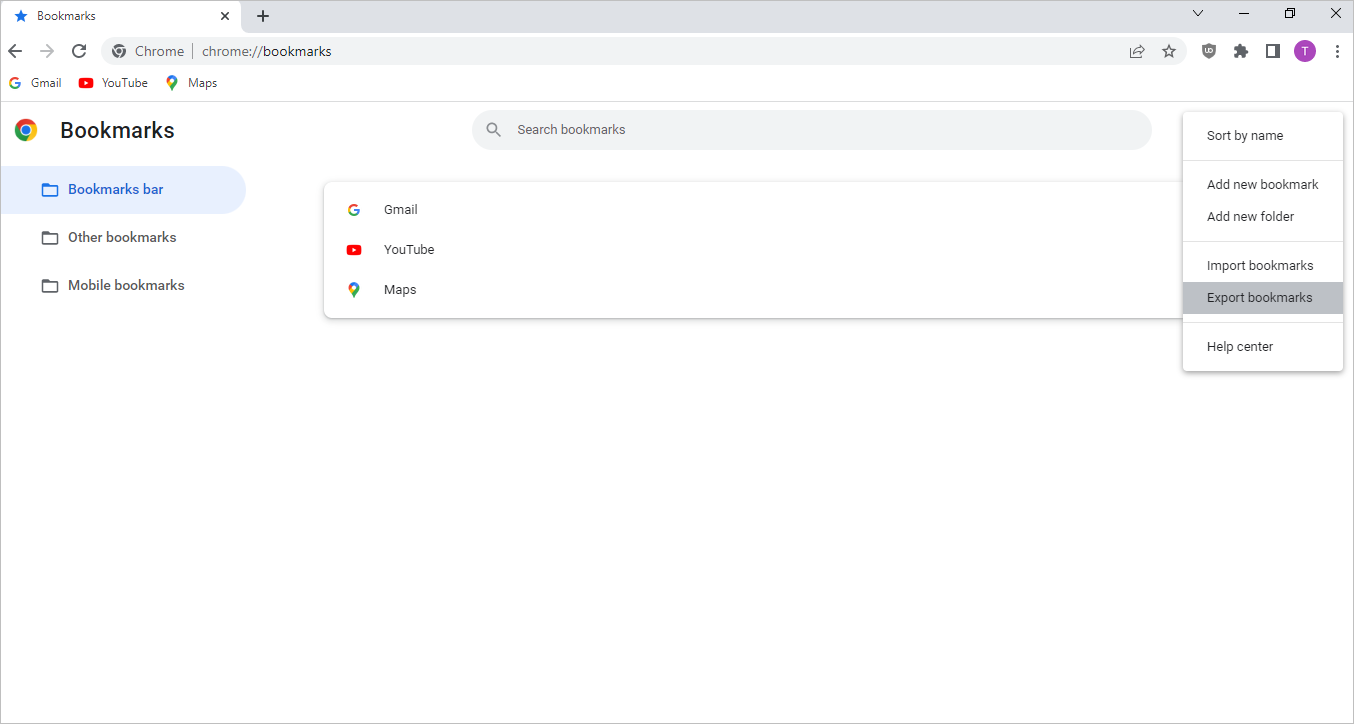 bladwijzers exporteren