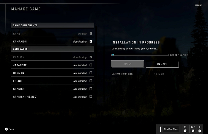 halo oneindig installatieproces