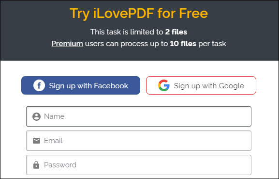 Gratis beperking van ilovepdf