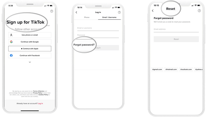 Herstel een vergeten wachtwoord van TikTok