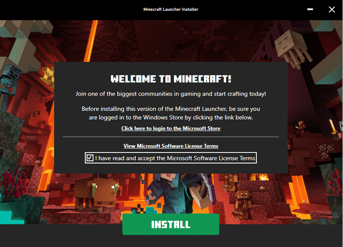 installeer minecraft-game