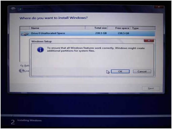 klik op ok om verder te gaan