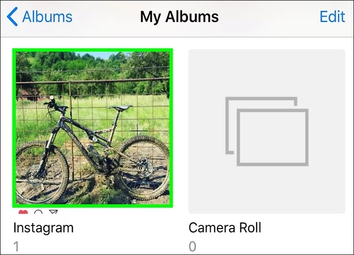 vind instagram in iphone-album