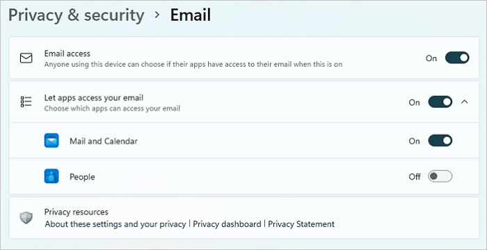 Privacy-instellingen van de e-mailapp