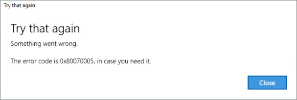 Microsoft Store-fout 0x80070005
