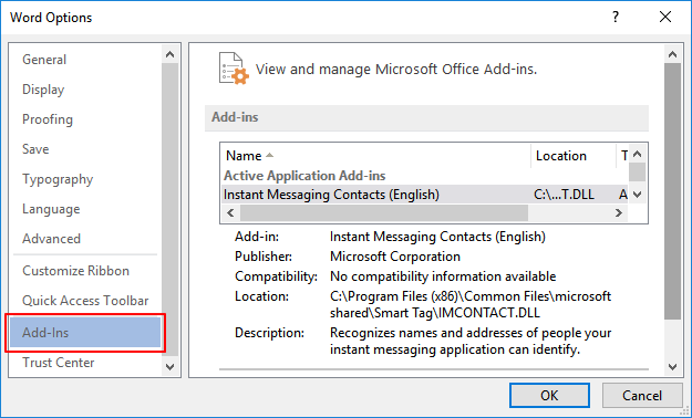 Invoegtoepassing openen in Word