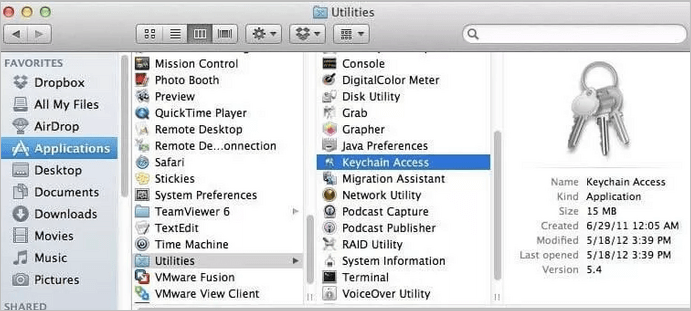 toegang tot sleutelhanger openen