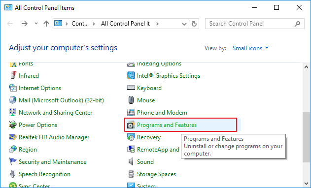 Programma's en functies kiezen