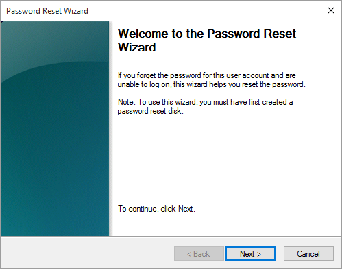 Wizard voor het opnieuw instellen van Windows-wachtwoord