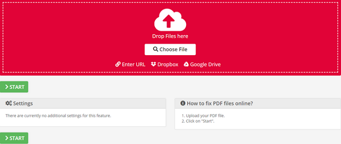 pdf2go PDF-reparatietool