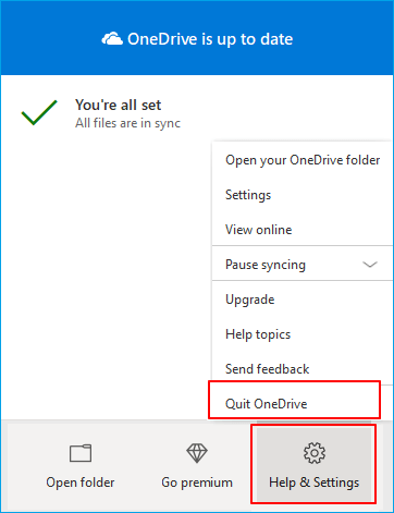 OneDrive afsluiten
