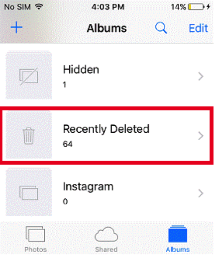 iphone onlangs verwijderde foto's