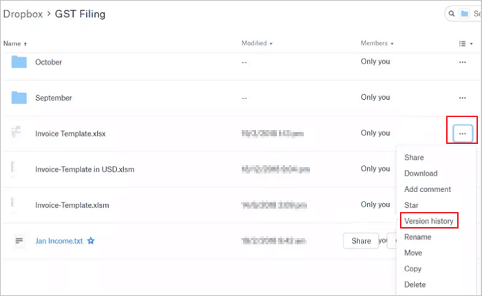 Herstel overschreven Excel-bestanden van DropBox - 2