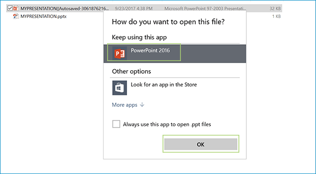 Bewaar gevonden niet-opgeslagen PPT op een veilige locatie.