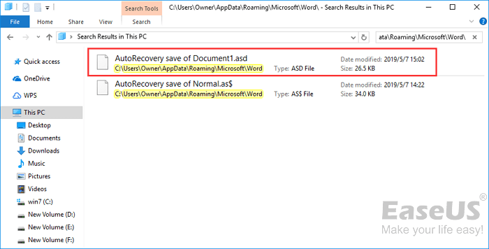 word herstellen via AutoRecover