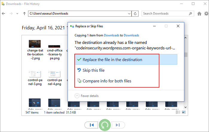 bestanden vervangen of overslaan