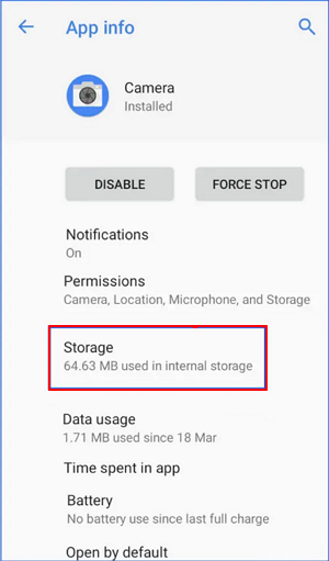 Camera-opslag openen