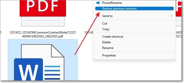 herstel vorige versie