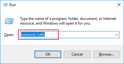 Open woord in veilige modus met run box