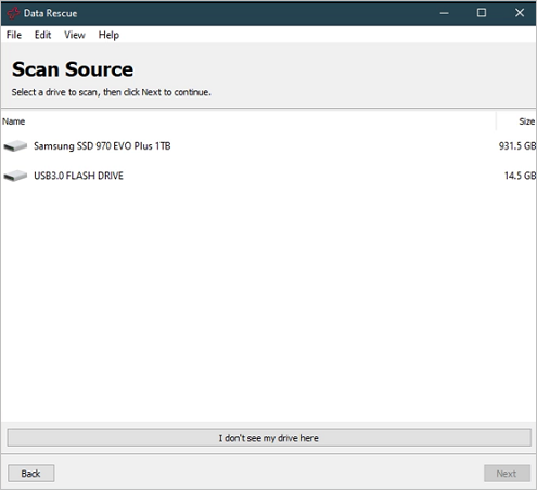 Selecteer een schijf om door te gaan met het herstellen van bestanden