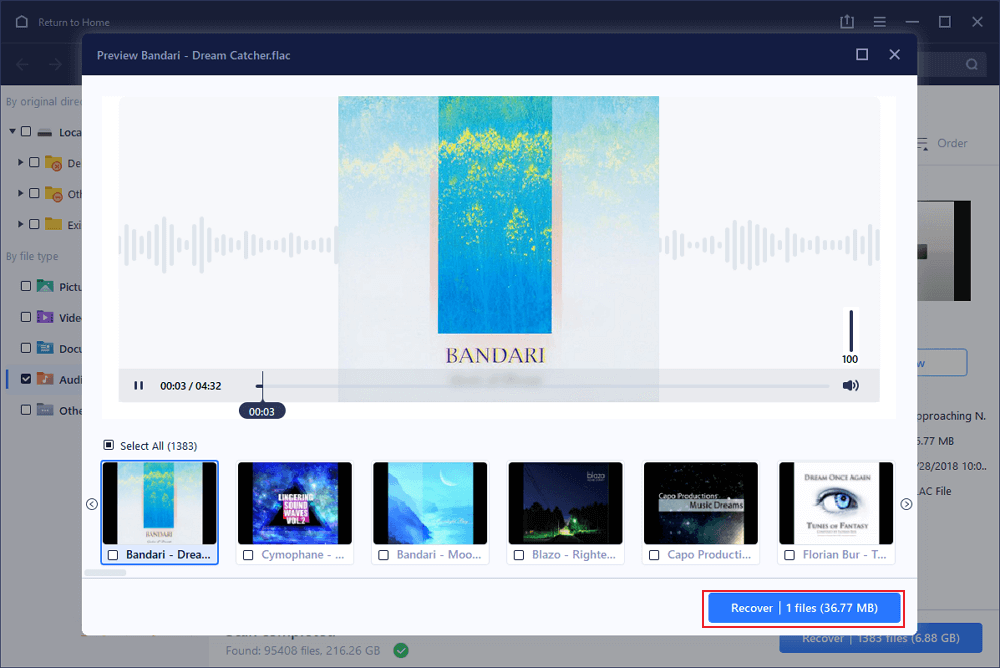 Herstel en bewaar herstelde audiobestanden
