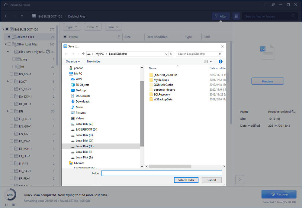 EaseUS Data Recovery Wizard-interface