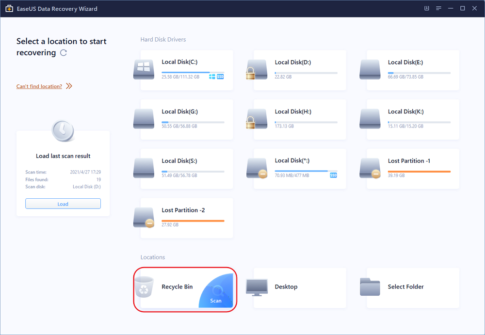 beste software voor gegevensherstel - EaseUS Data Recovery Wizard