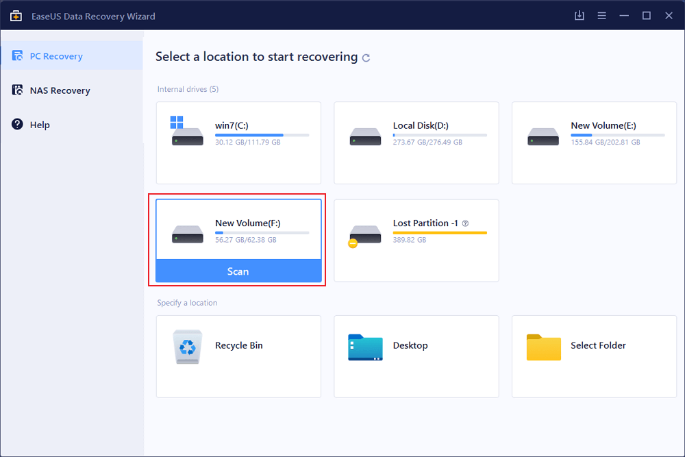 selecteer de schijf met beschadigde documenten