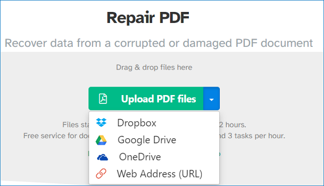 sejda pdf-reparatietool