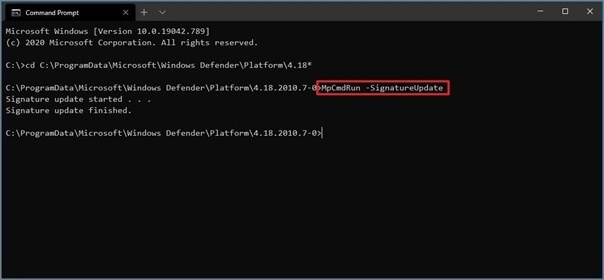 Windows Defender-handtekening bijwerken