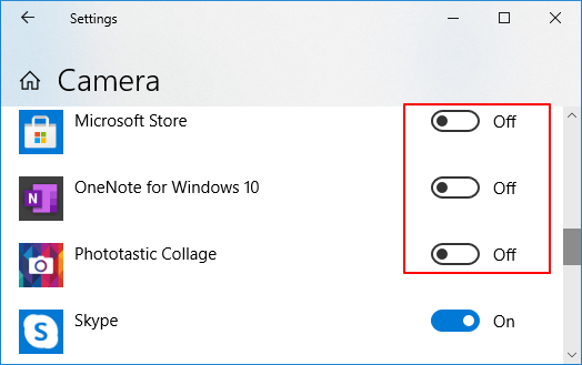 Apps uitschakelen die camera's hebben gebruikt