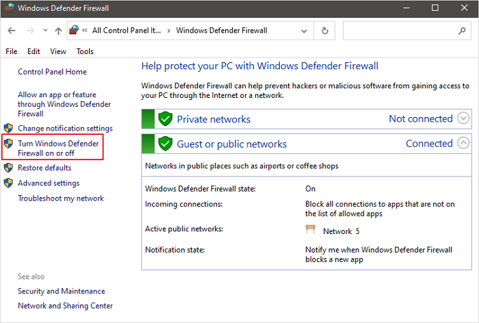firewall uitschakelen
