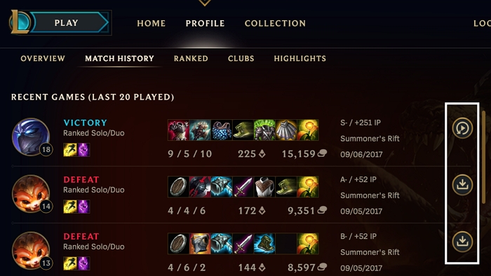 League of Legends herhalingen