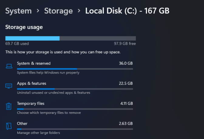 Upgradegrootte van Windows 11 - overzicht
