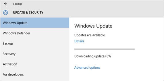 Windows Update blijft hangen op 0