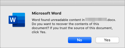 Word gevonden onleesbare inhoud fout