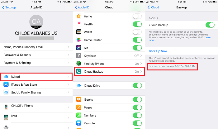 Controleer de laatste back-up die je hebt gemaakt