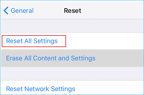 reset alle instellingen op iPhone
