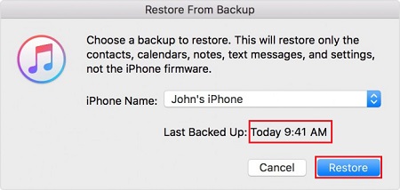 Herstel iPhone vanaf iTunes-back-up